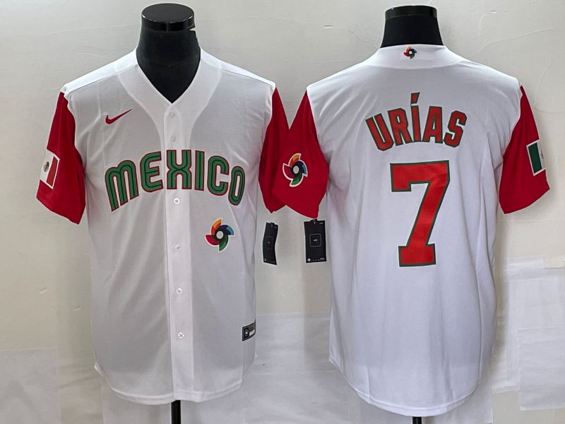 Men 2023 World Cub Mexico #7 Urias White orange Nike MLB Jersey15->more jerseys->MLB Jersey